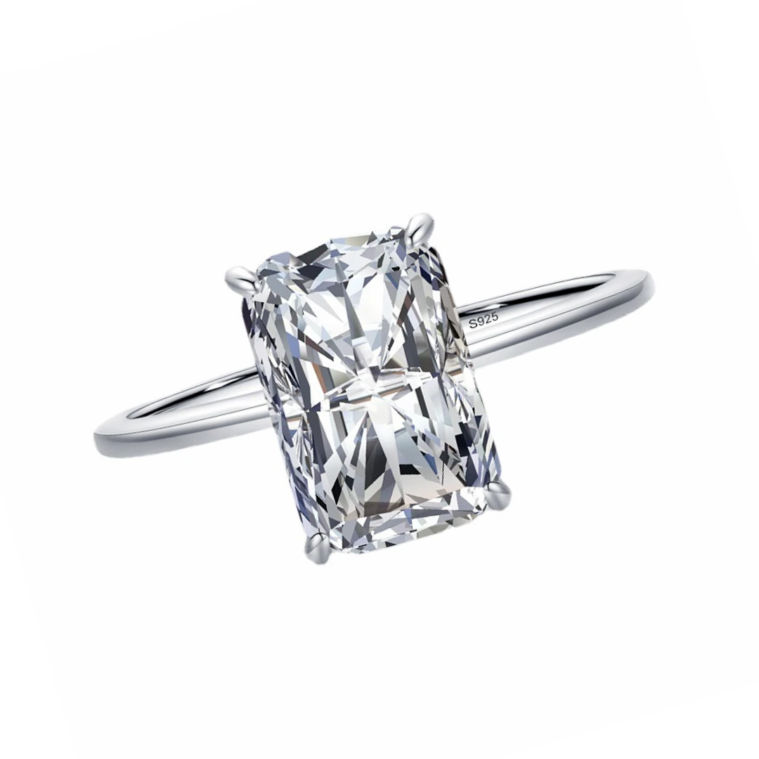 Luxury 5 carats diamond ring radiant cut moissanite