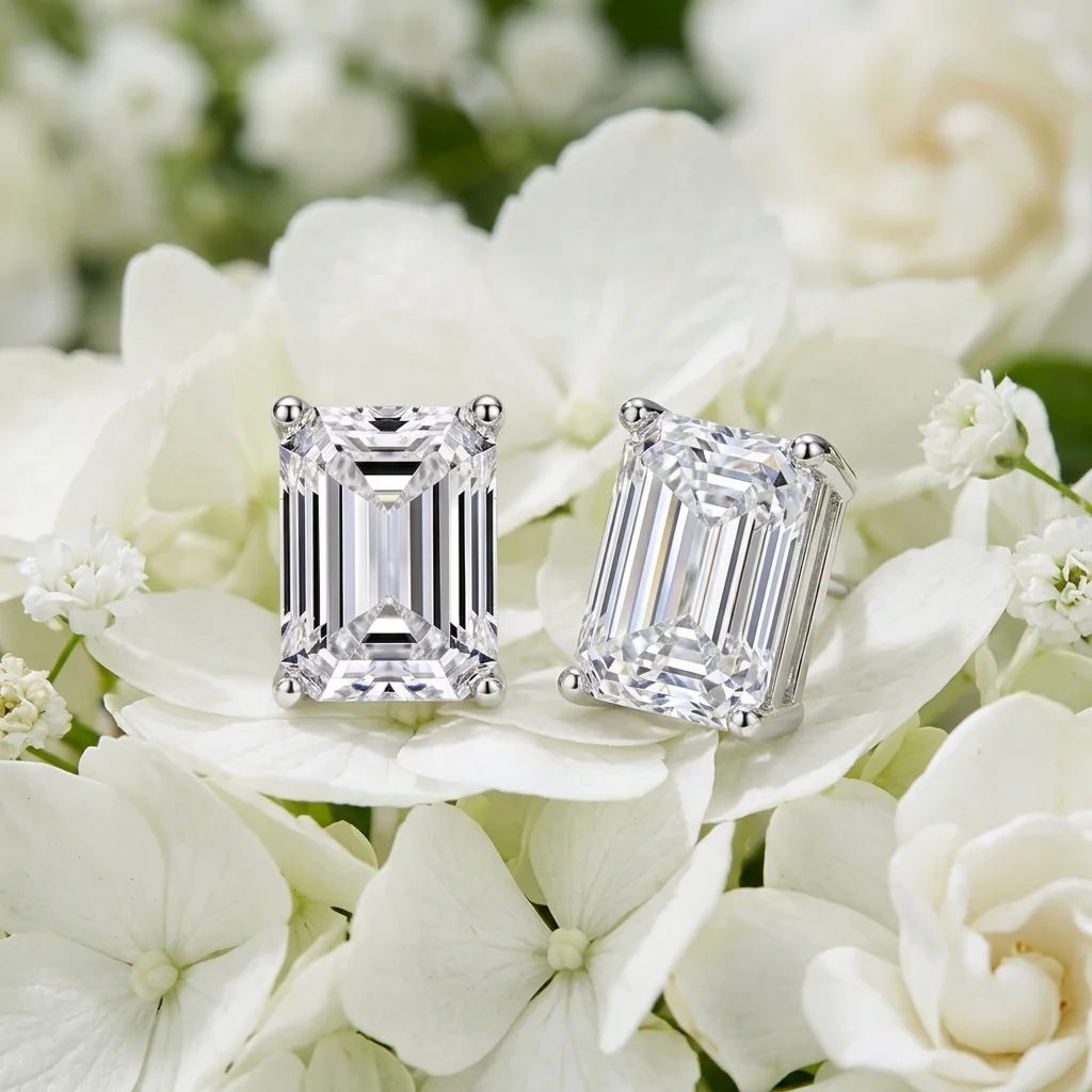 Luxury emerald cut earrings
