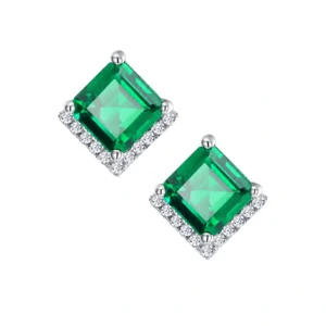 Princess cut emerald earrings