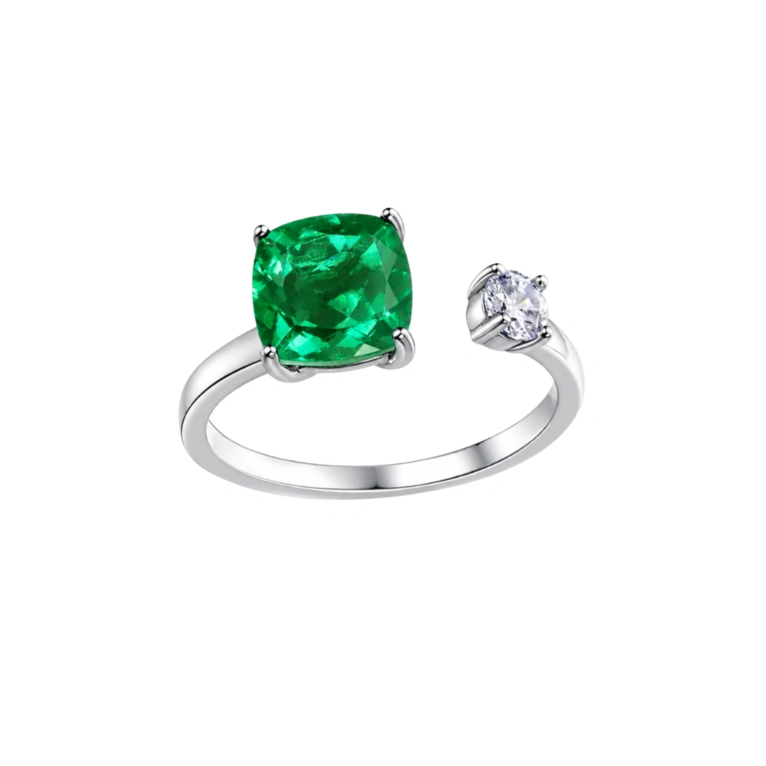Open emerald ring